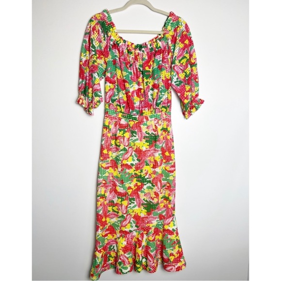 SALONI multicolor Grace midi dress